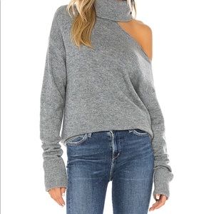 Paige Grey Asymmetrical Cold Shoulder Sweater - RARE FIND!!